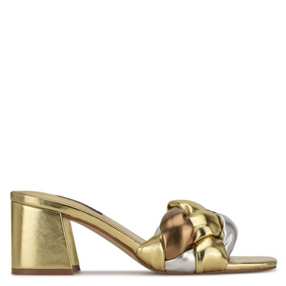 Nine West, Metallic Gold and Silver Block Heel, Sz: 7 - Picture 4 of 5